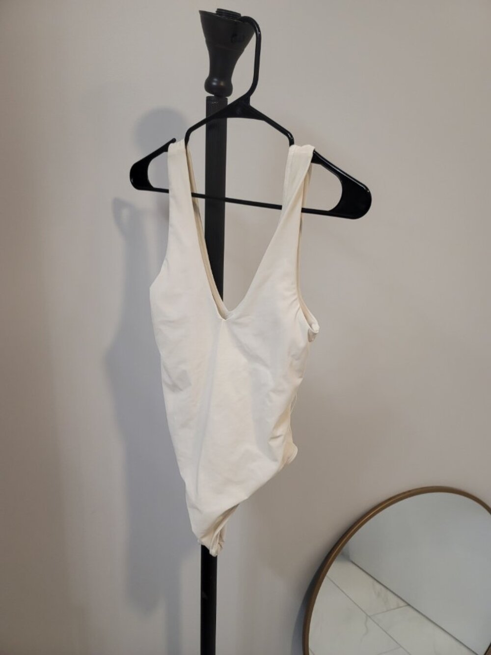 Tory Burch Women's One Piece Band Swimsuit Miller Plunge Ivory Sz Xs W/out Belt